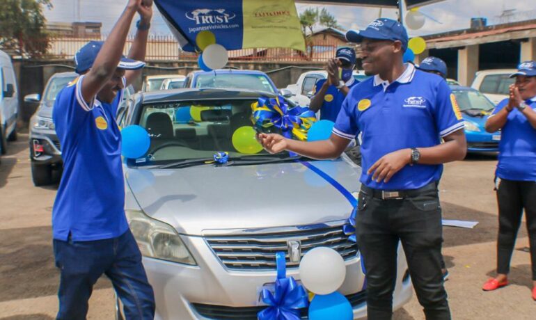 FLITLINKS INTERNATIONAL & TRUST JAPANESE VEHICLES DELIVER CAR TO PROMO WINNER MR LUCIANO SSAKU IN KAMPALA